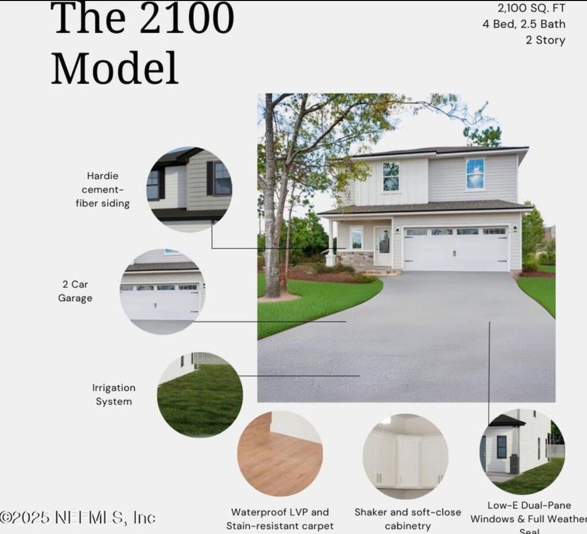 The 2100 Model — 2,100 SQ. FT, 4 Bed, 2.5 Bath, 2 Story